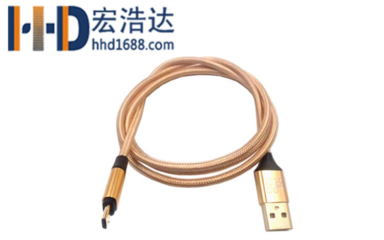 宏浩達(dá)數(shù)據(jù)線廠家鍍金安卓數(shù)據(jù)線，鋁合金編織閃充micro USB快充數(shù)據(jù)線工廠專業(yè)定制