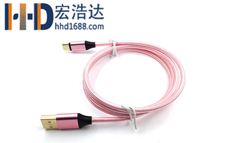 宏浩達(dá)數(shù)據(jù)線廠家鍍金樂視數(shù)據(jù)線，鋁合金編織華為閃充USB type-c快充數(shù)據(jù)線工廠專業(yè)定制