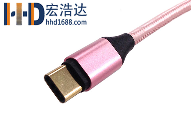 宏浩達(dá)數(shù)據(jù)線廠家鍍金樂視數(shù)據(jù)線，鋁合金編織華為閃充USB type-c快充數(shù)據(jù)線工廠專業(yè)定制